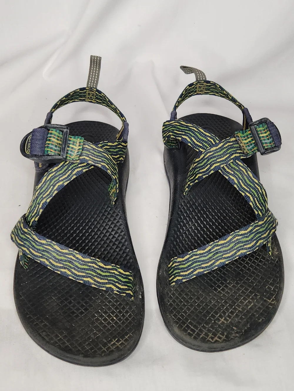 Chaco Kids Sandals Black Green Yellow Blue Striped Straps Hiking Water Beach 3